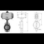 Пневматический дисковый затвор из серого чугуна DN40-600